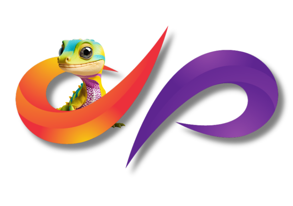 logo da luso digital, assessoria de marleting veterinário, com seu mascote gecko